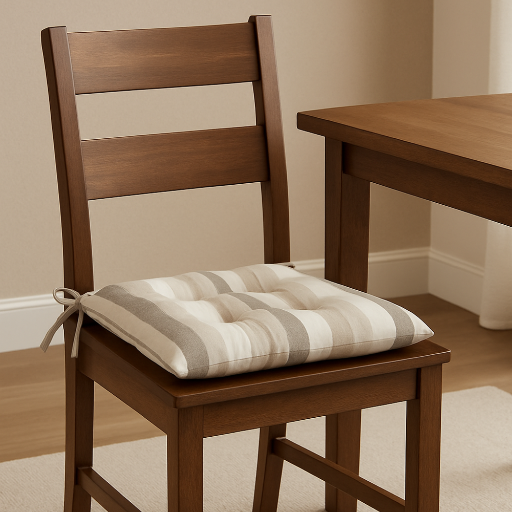 Beige Striped Seat Pad